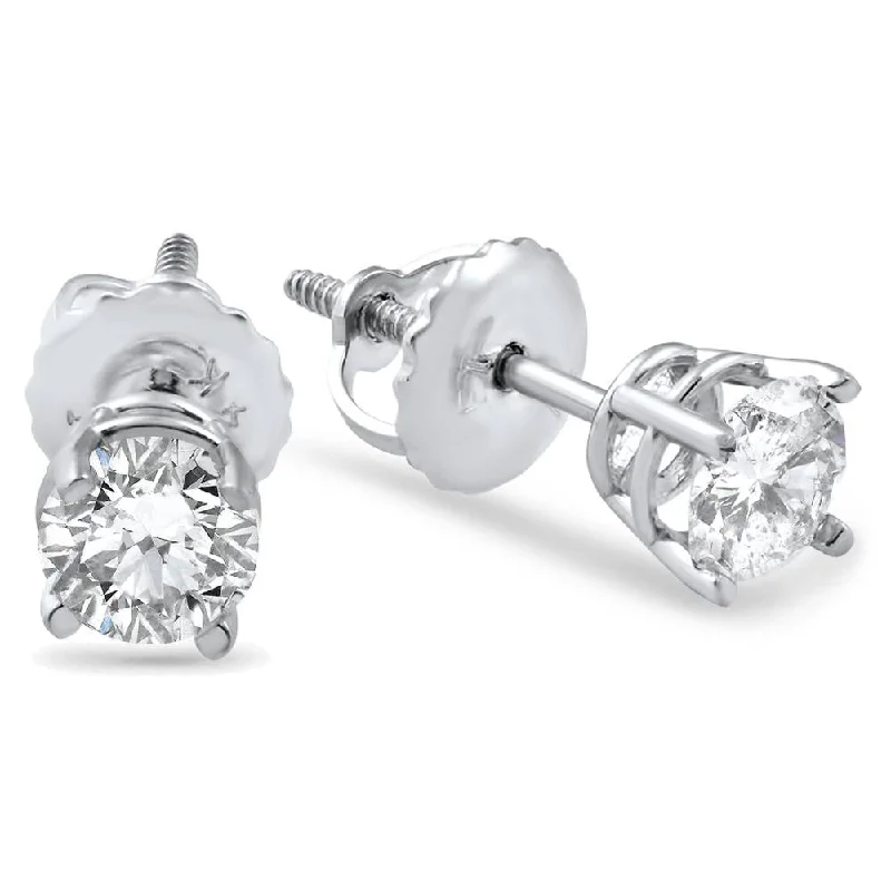 Best hoop earrings with butterfly motifs for a playful and whimsical appearance-5/8ct Diamond Screw Back Studs 14K White Gold