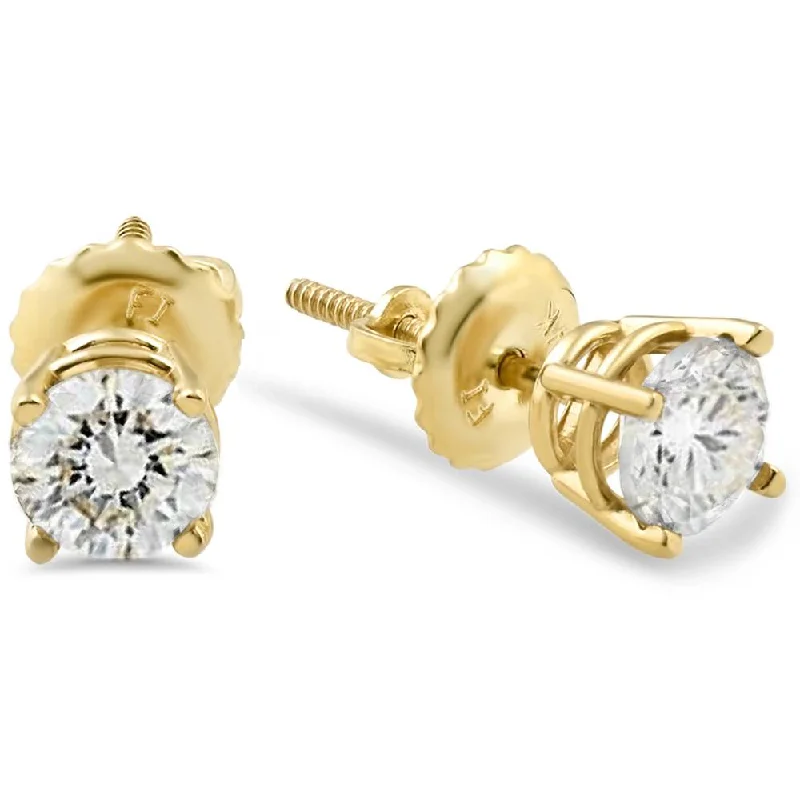 Hoop earrings with braided patterns for a detailed and textured finish-5/8ct Diamond Screw Back Studs 14K Yellow Gold