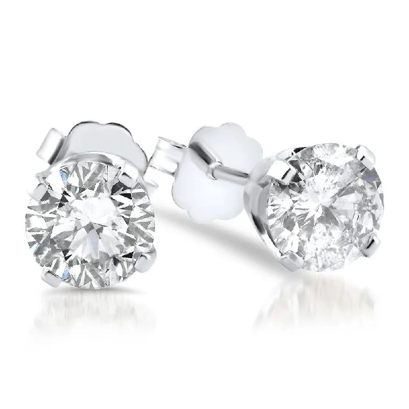 Best hoop earrings with marbled designs for a trendy and artistic effect-5/8ct Diamond Studs 14K White Gold Push Back