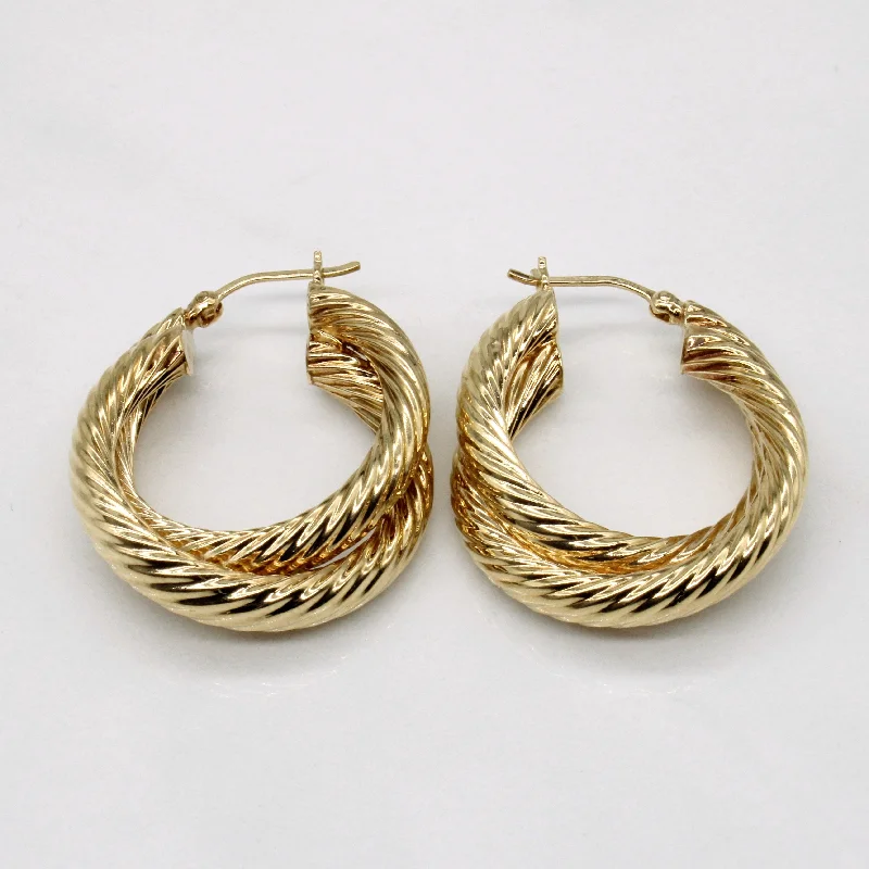 Stylish hoop earrings with diamond accents for an elegant and sparkling effect-9k Yellow Gold Hoop Earrings