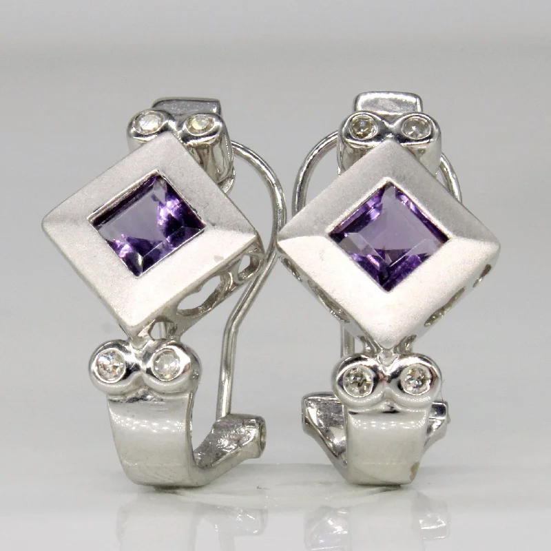 Best hoop earrings with snake-inspired designs for an edgy and fierce vibe-Amethyst & Diamond Earrings | 0.80ctw, 0.08ctw |