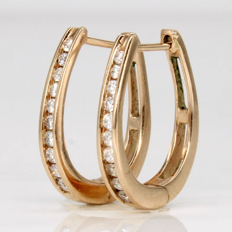 Hoop earrings with stacked layers for a bold and textured design-Channel Set Diamond Hoop Earrings | 0.30ctw |