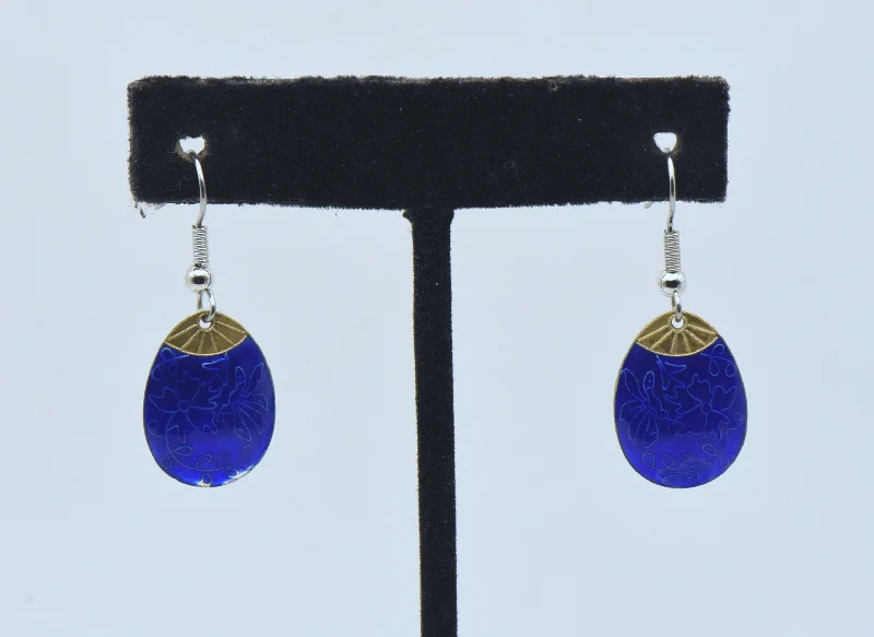 Best hoop earrings with minimal embellishments for a sleek and modern look-Vintage Silver and Enamel Dangle Earrings