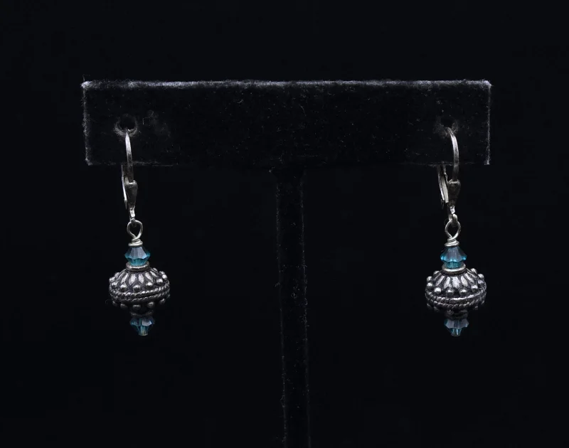 Hoop earrings with cut-out designs for a creative and lightweight effect-Vintage Sterling Silver Beaded Dangle Earrings