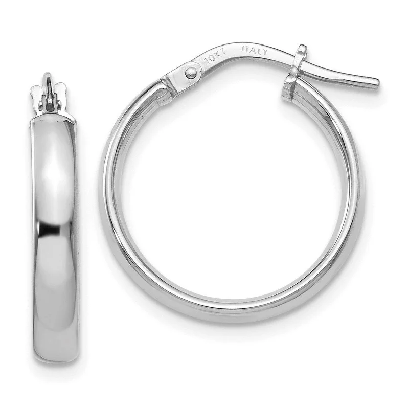 Lightweight hoop earrings for comfortable and all-day wear-Curata 10k White Gold Italian Polished 19x3mm Classic Hoop Earrings