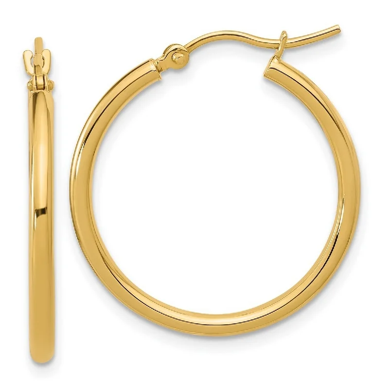 Hoop earrings with oversized designs for a bold, fashion-forward statement-Curata 10k Yellow Gold Polished Hinged 24x2mm Round Hoop Earrings