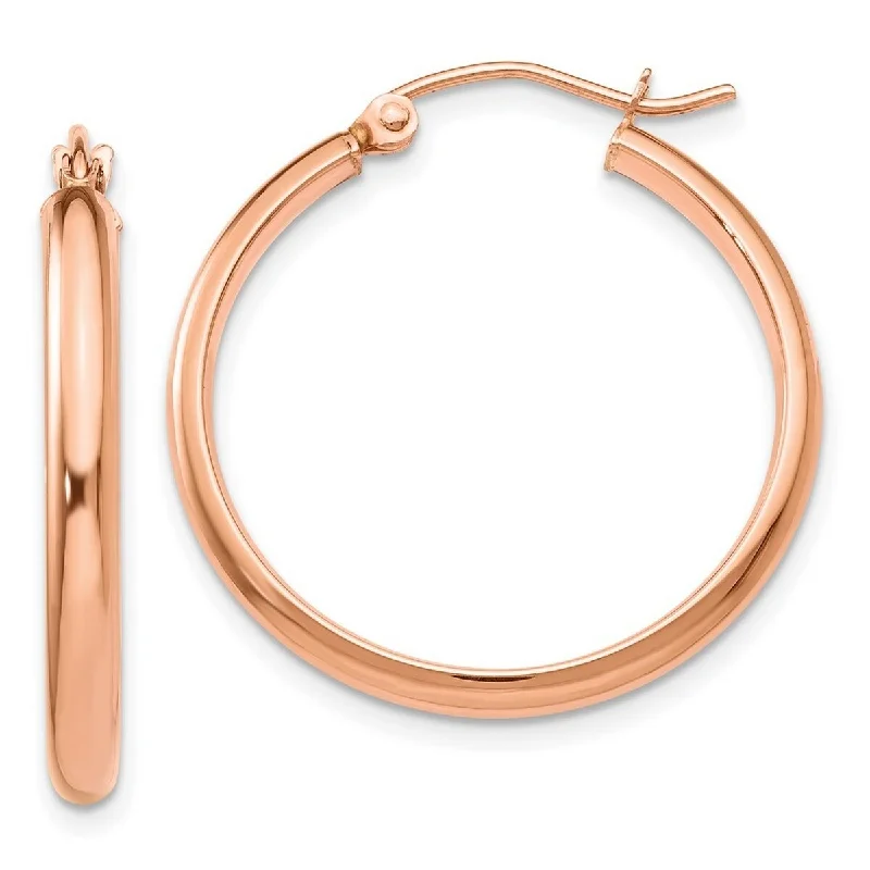 Hoop earrings with a matte black finish for a sleek, edgy vibe-Curata 14k Rose Gold 2.75x25mm Classic Hoop Earrings