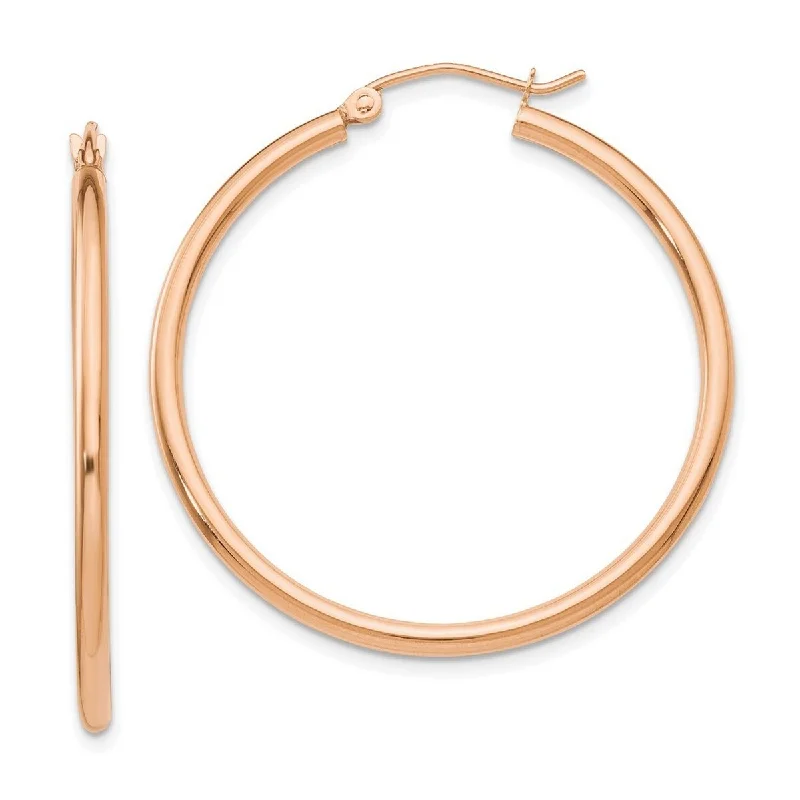 Best hoop earrings with infinity designs for a timeless and meaningful symbol-Curata 14k Rose Gold 2x35mm Polished Hoop Earrings