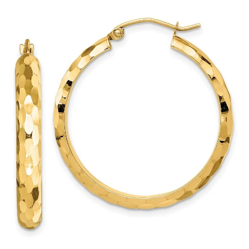 Hoop earrings with rhinestone-studded rims for a glamorous touch-Curata 14k Sparkle Cut Hoop Earrings - 30mm long