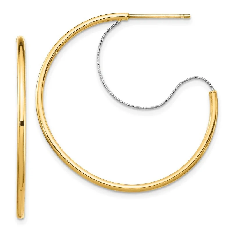 Hoop earrings with gold accents for a warm, elegant statement piece-Curata 14k Two tone Gold Large 2x30mm Polished Hoop Earrings