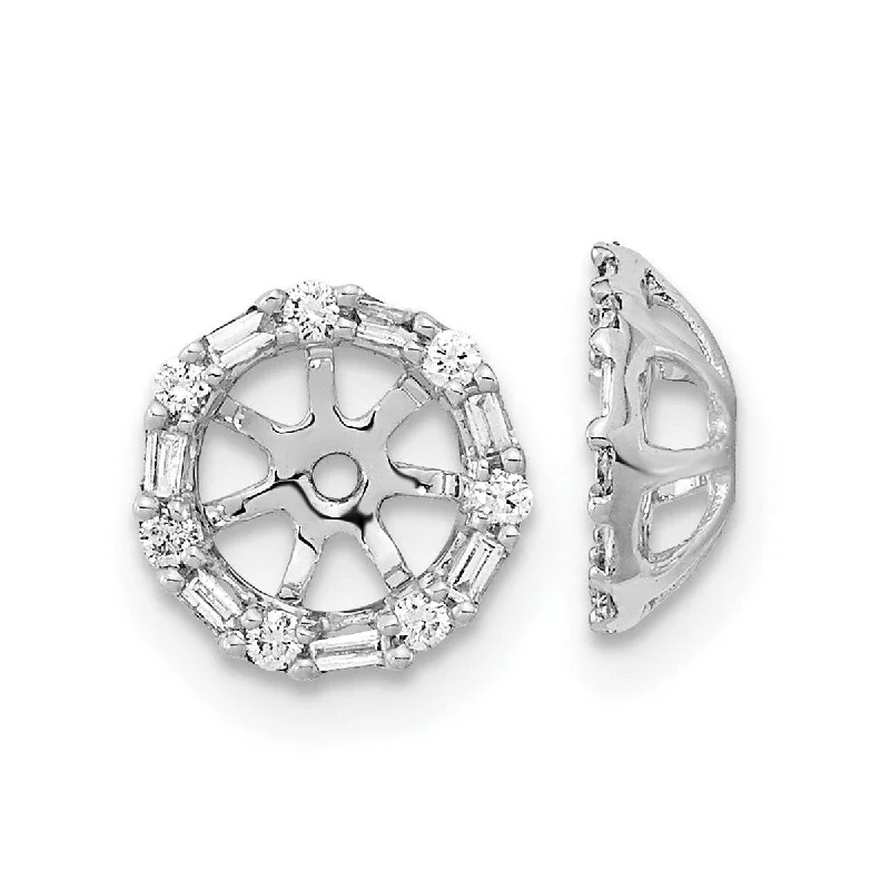 Best hoop earrings with intricate beaded details for a textured, stylish appearance-Curata 14k White Gold Diamond Earrings Jackets Measures 9x9mm Wide