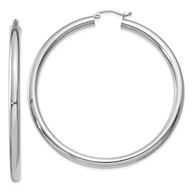 Best hoop earrings with custom designs for a personalized, unique accessory-Curata 14k White Gold Polished 4mm X 60mm Tube Hoop Earrings