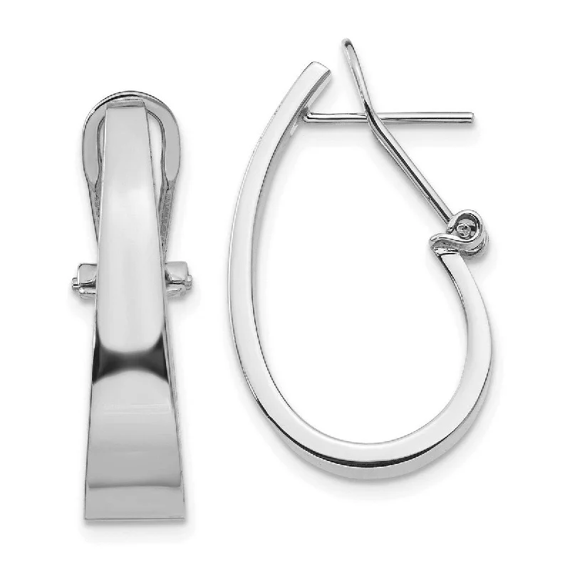 Best hoop earrings with smooth ceramic finishes for a polished, clean style-Curata 14k White Gold Polished 6mm Tapered Fancy J Hoop Earrings 22x6mm