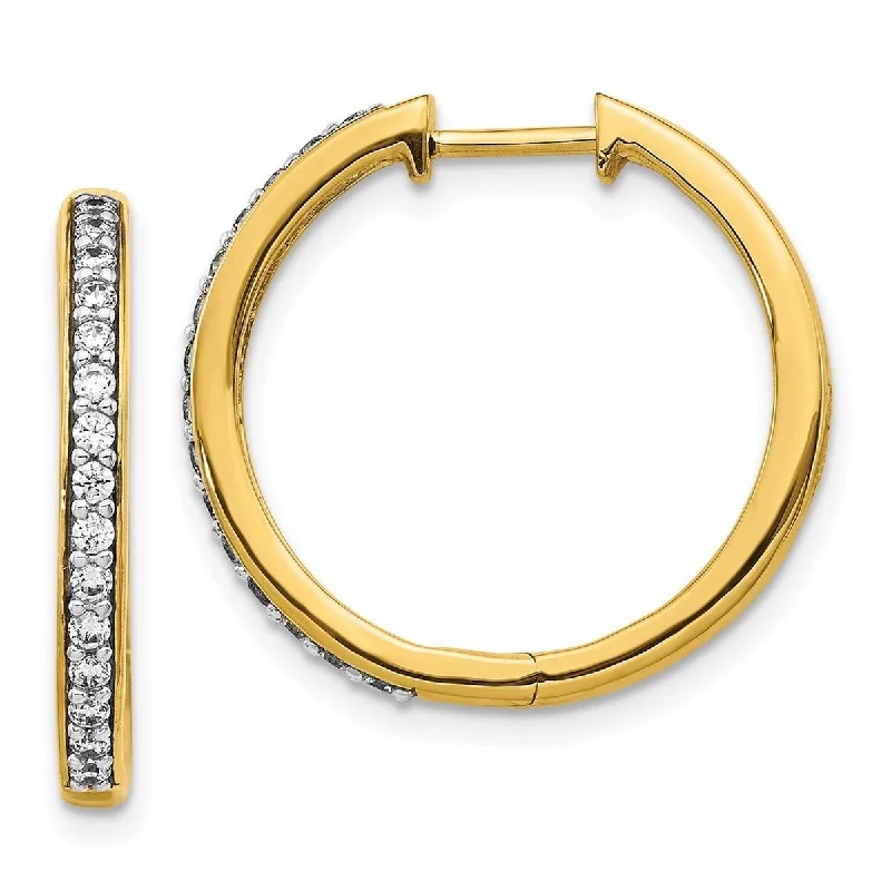 Best hoop earrings with multi-colored gemstones for a vibrant and lively touch-Curata 14k Yellow Gold Diamond Hoop Earrings Measures 21x22mm Wide 2mm Thick