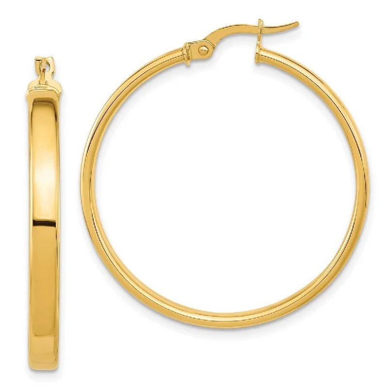 Best hoop earrings with blackened metal for an edgy and bold appearance-Curata 14k Yellow Gold Polished 3x36mm Square Hoop Earrings