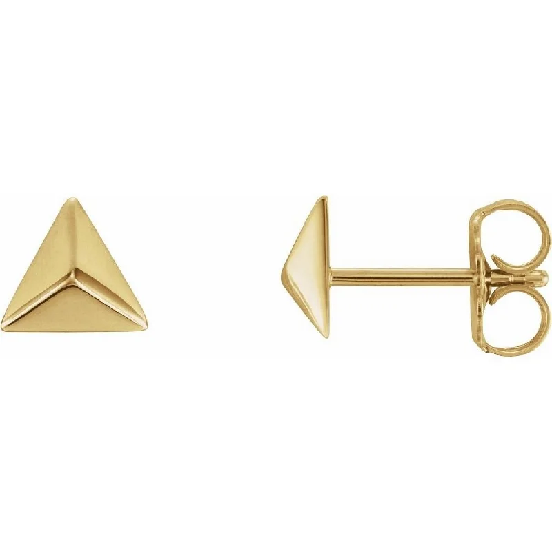 Best hoop earrings with geometric shapes for a modern and artistic appeal-Curata 14k Yellow Gold Polished Pyramid Earrings