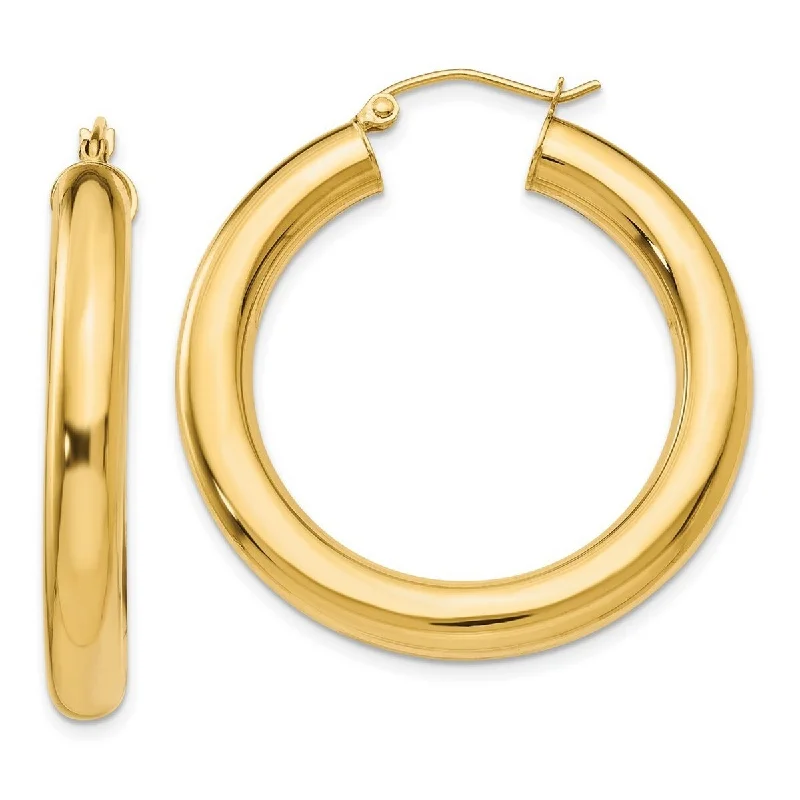 Best hoop earrings with detachable studs for a versatile and adjustable accessory-Curata 14k Yellow Gold YG Polished 5x35mm Lightweight Hoop Earrings