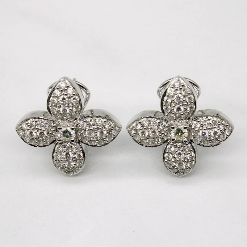 Best hoop earrings with delicate chain details for a trendy and stylish design-Diamond Flower Earrings | 1.35ctw |