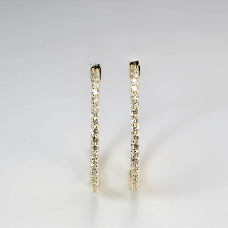 Hoop earrings with oversized pearl accents for a statement-making look-Diamond Hoop Earrings | 0.18ctw |