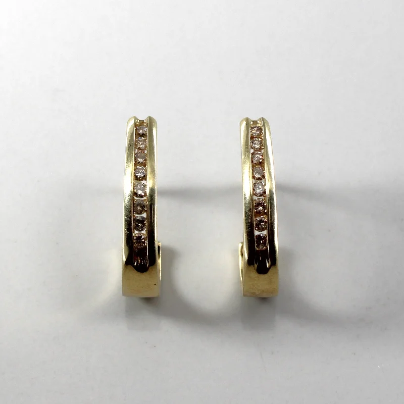 Hoop earrings with diamond-cut surfaces for added sparkle and shine-Diamond Semi Huggie Earrings | 0.24ctw |