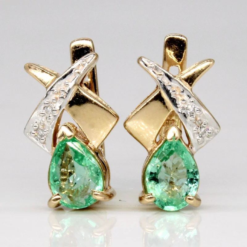 Best hoop earrings with turquoise stones for a bohemian-inspired vibe-Emerald & Diamond Earrings | 0.80ctw, 0.03ctw |