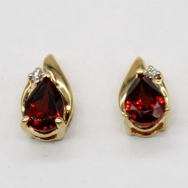 Hoop earrings with faceted crystals for added sparkle and shine-Garnet & Diamond Earrings | 2.00ctw, 0.02ctw |