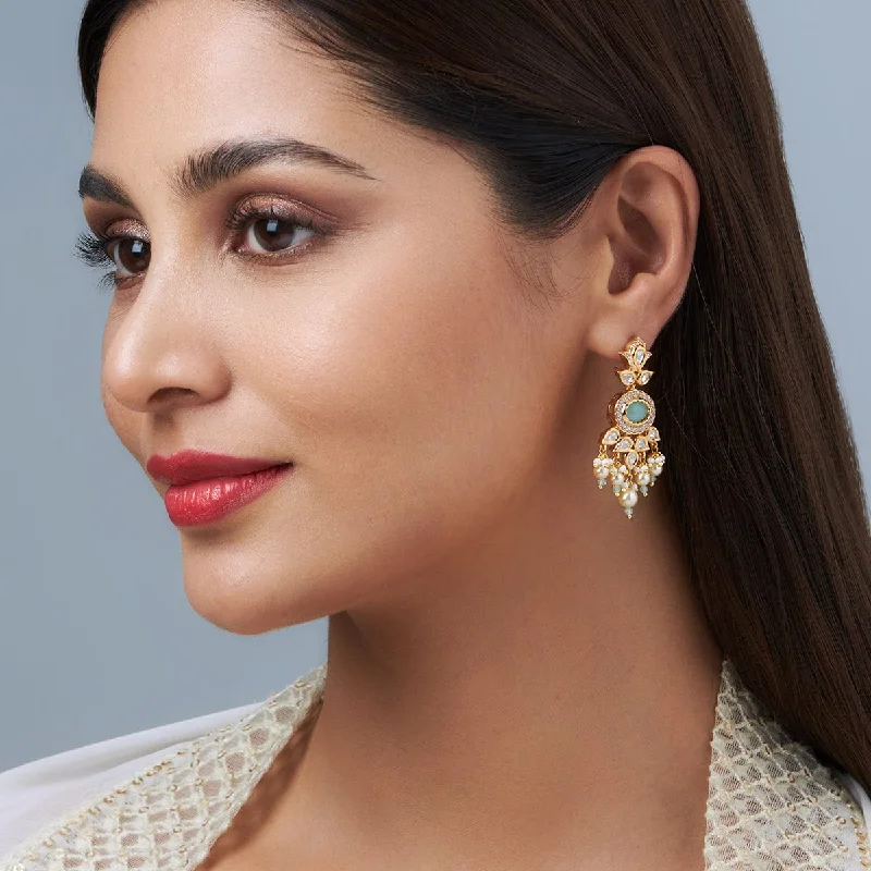 Hoop earrings with hammered copper for a warm and rustic aesthetic-Kundan Earring 156607