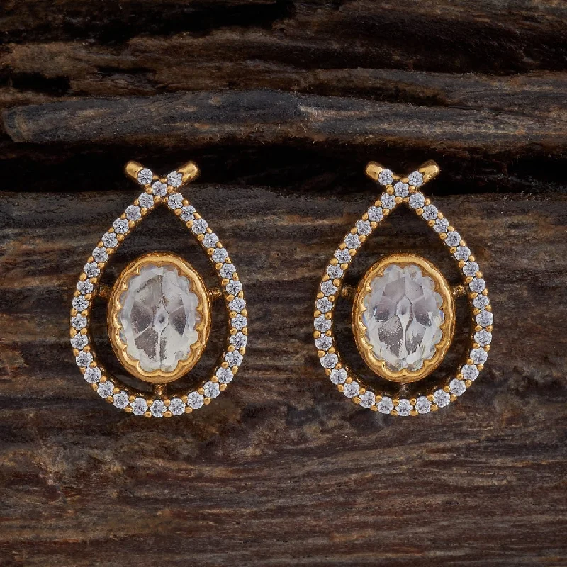 Best hoop earrings with braided leather for a rustic, stylish finish-Kundan Earring 173011