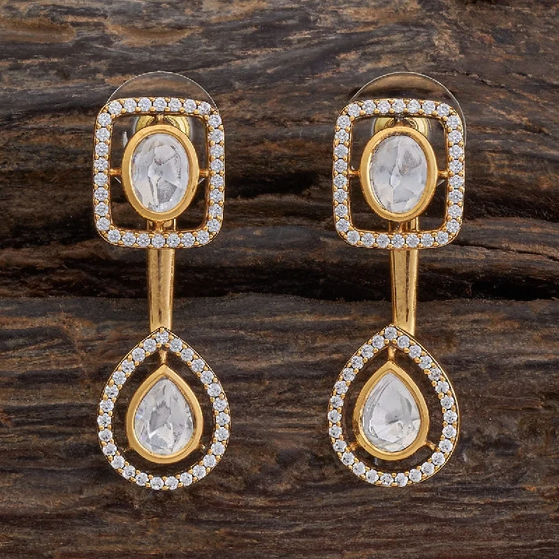 Hoop earrings with abstract wirework for an artistic, unique look-Kundan Earring 174026