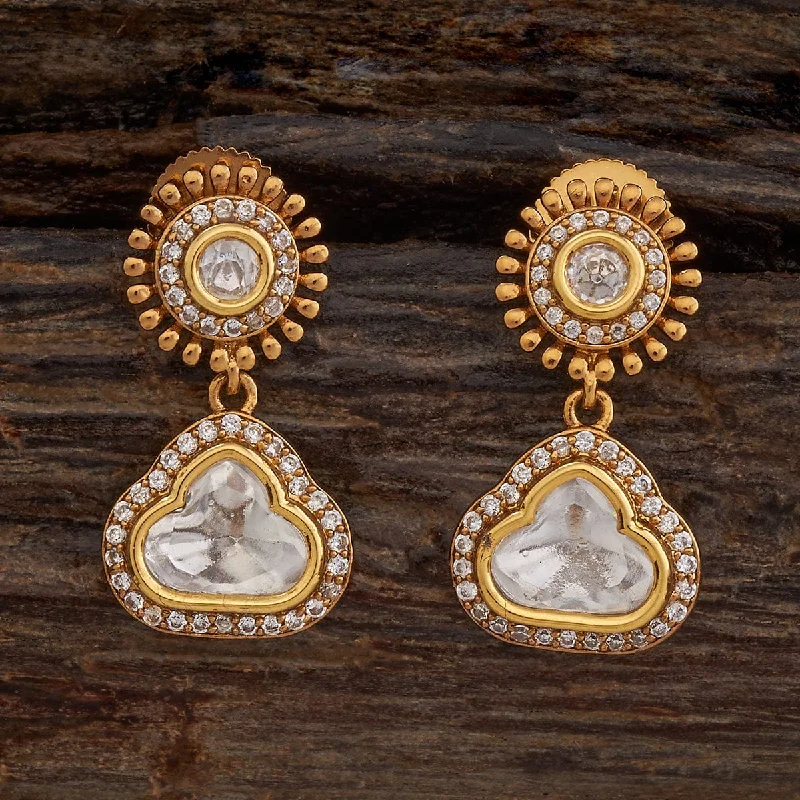 Hoop earrings with textured gold for a refined and sophisticated aesthetic-Kundan Earring 177796