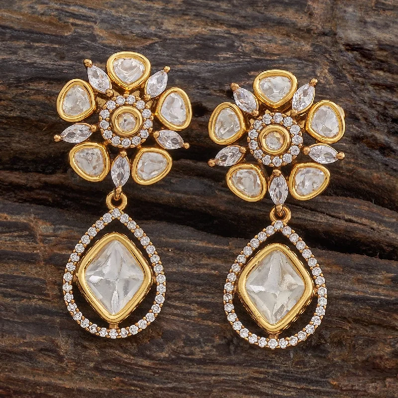 Hoop earrings with oversized pearl accents for a statement-making look-Kundan Earring 177800