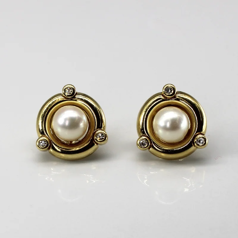 Best hoop earrings with geometric hexagon shapes for a modern, angular look-Pearl & Diamond Earrings | 0.12ctw |