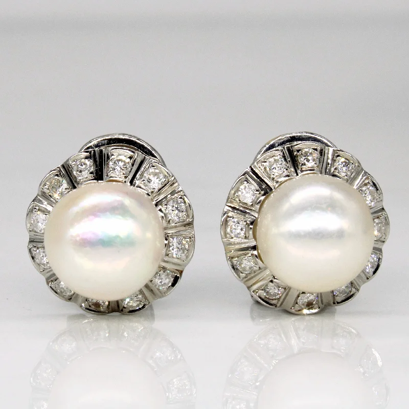 Hoop earrings with removable pendants for a versatile and customizable accessory-Pearl & Diamond Earrings | 0.36ctw |