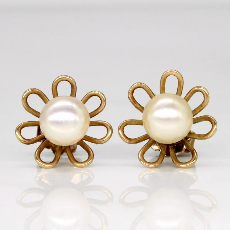 Hoop earrings with abstract shapes for an artistic and creative touch-Pearl Flower Earrings