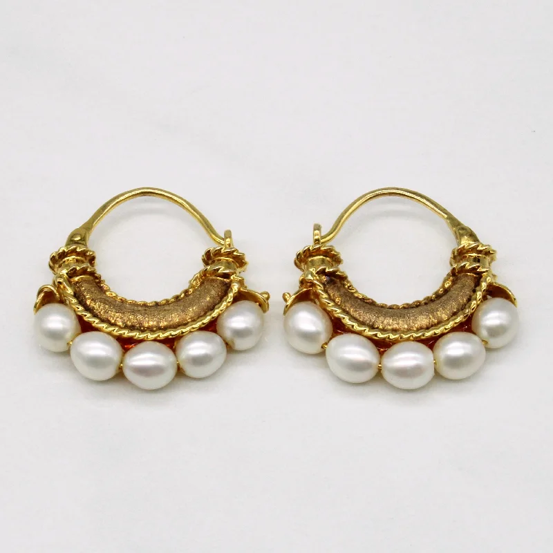 Best hoop earrings with hammered gold for a rustic yet elegant look-Pearl Hoop Earrings