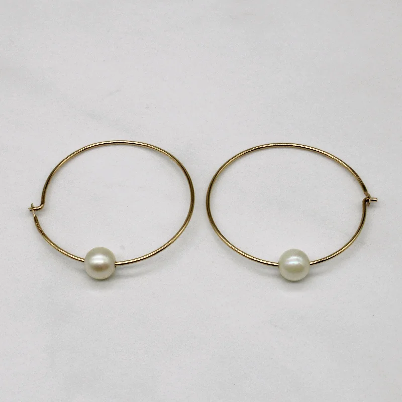 Hoop earrings with stacked layers for a bold and textured design-Pearl Hoop Earrings