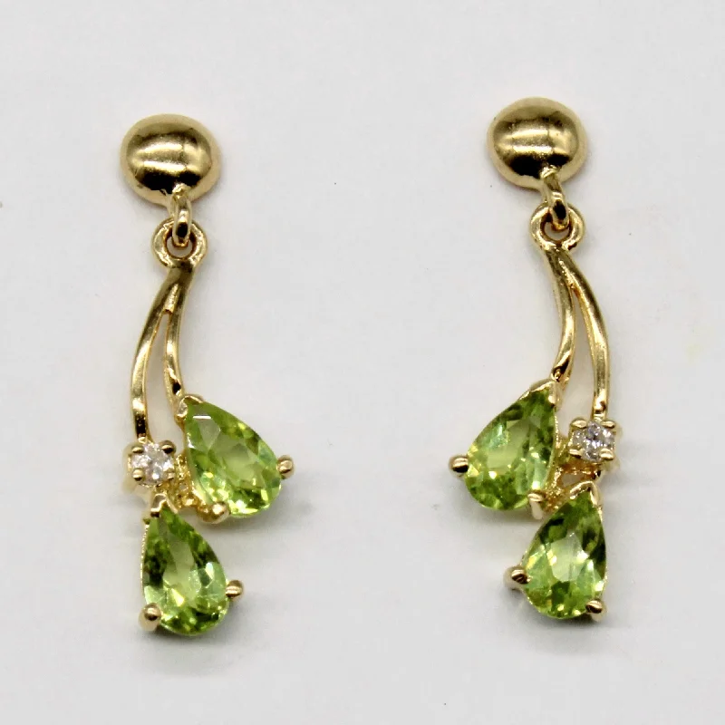 Hoop earrings with open designs for a modern, lighthearted vibe-Peridot & Diamond Earrings | 0.60ctw, 0.03ctw |