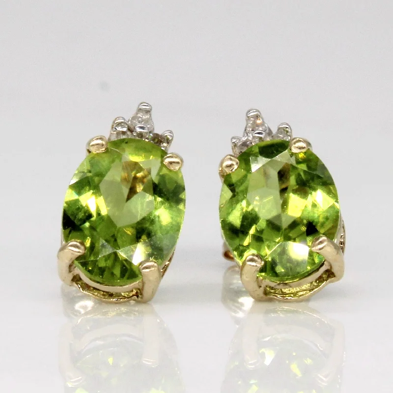 Hoop earrings with removable pendants for a versatile and customizable accessory-Peridot & Diamond Earrings | 2.10ctw, 0.03ctw |