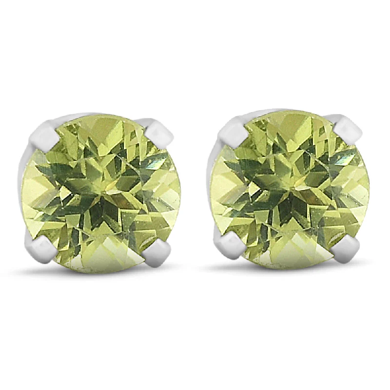 Hoop earrings with stacked layers for a bold and textured design-Peridot Studs 14K White Gold 4mm 1/2ct