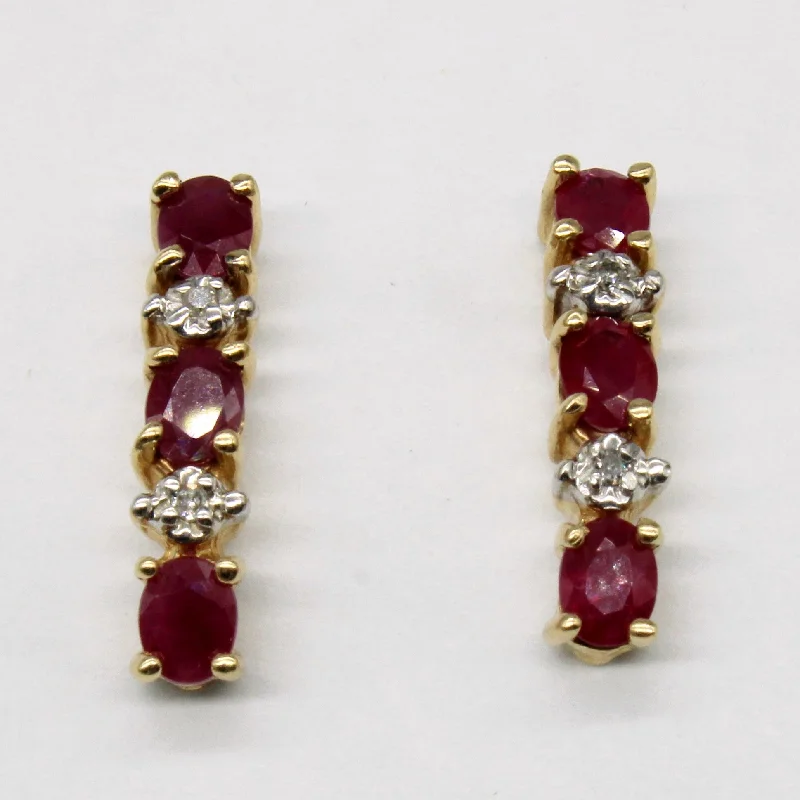 Hoop earrings with resin accents for a bold and colorful design-Ruby & Diamond Earrings | 1.20ctw, 0.02ctw |