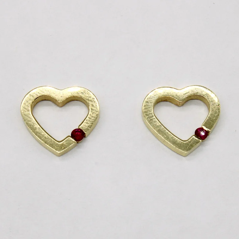 Best hoop earrings with braided leather for a rustic, stylish finish-Ruby Heart Earrings | 0.05ctw |