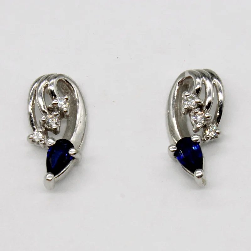 Hoop earrings with leather accents for a sleek and bold combination-Sapphire & Diamond Earrings | 0.40ctw, 0.06ctw |