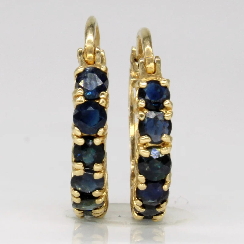 Hoop earrings with abstract shapes for an artistic and creative touch-Sapphire Hoop Earrings | 1.40ctw |