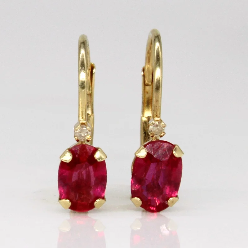 Best hoop earrings with butterfly motifs for a playful and whimsical appearance-Synthetic Ruby & Diamond Earrings | 1.20ctw, 0.01ctw |