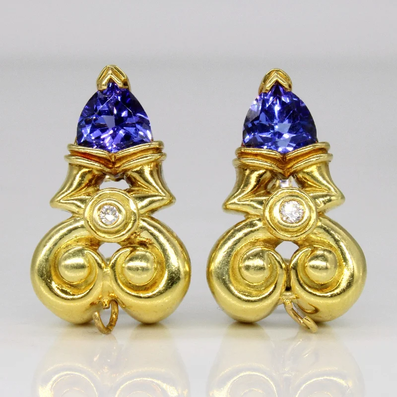 Hoop earrings with artistic filigree designs for an intricate, delicate finish-Tanzanite & Diamond Earrings | 2.00ctw, 0.06ctw |