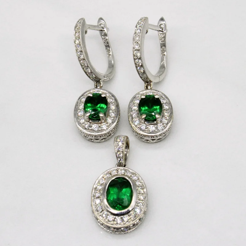 Best hoop earrings with minimalist designs for a clean and modern aesthetic-Tsavorite Garnet & Diamond Earrings & Pendant Set | 1.75ctw, 1.00ctw |