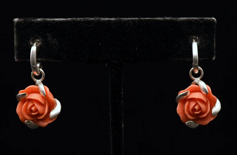 Hoop earrings with pearl accents for a chic and classic style-Vintage Rose Sterling Silver Earrings