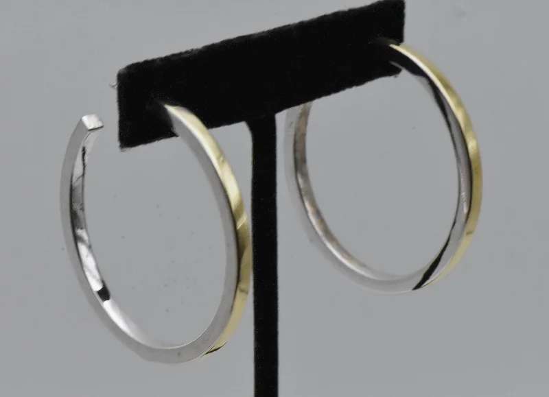 Best hoop earrings with vintage-style detailing for a nostalgic and timeless look-Vintage Sterling Silver and Gold Tone 3/4 Hoop Earrings