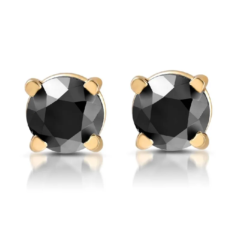 Best hoop earrings with snake-inspired designs for an edgy and fierce vibe-Yellow Gold 1/2ct Round Cut Black Diamond Studs